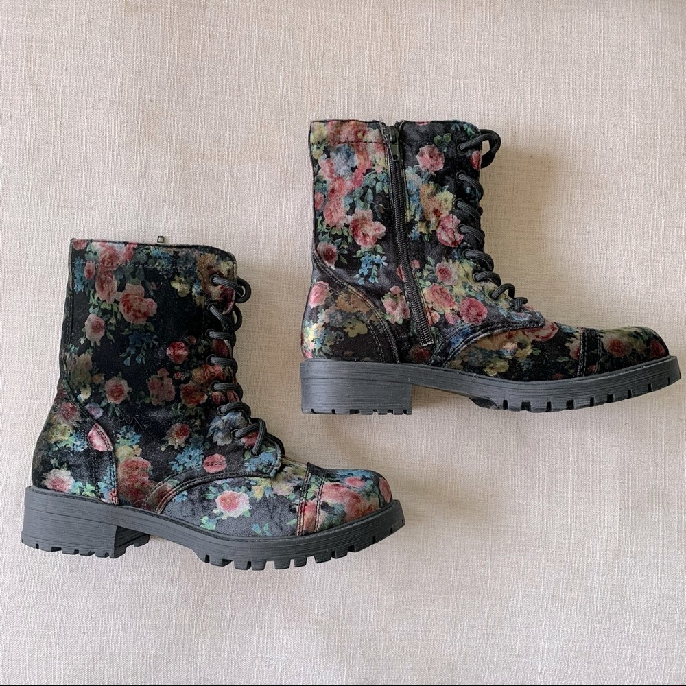 Madden Girl Velvet Floral Boots
